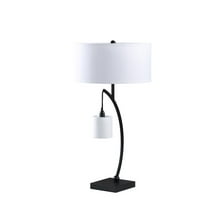 Ore International 28.5" in CONTEMPORARY DUAL BLACK ARC W/ HANGING PENDELUM LAMP METAL TABLE LAMP