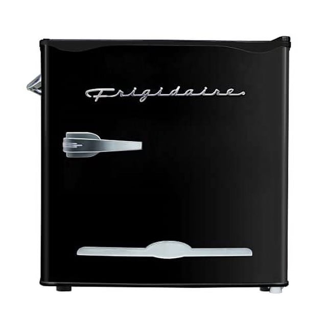 FRIGIDAIRE Black EFR176- AMZ EFR176 Retro Mini Refrigerator-Energy Saving-Adjustable Thermostat Control-Side Mounted Bottle Opener-Ideal for Dorm, Office, RV, Garage, Apartment 1.6 Cubic Feet