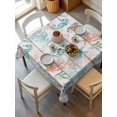 thumbnail image 2 of Teal Red Seahorse Coastal Suqare Tablecloth - 54 x 54 Inch, Vintage Nautical Beach Coral Starfish Waterproof & StainResistant Tablecloth, Washable Oil-proof Table Cover for Dining/Party/Wedding, 2 of 9