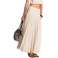 thumbnail image 3 of Women'S Solid Color Pleated Midi Skirt Versatile Fashion Casual Long Skirt Elegant White XL, 3 of 10