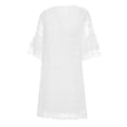 thumbnail image 3 of Txlixc, vestido de manga corta con volantes para mujer, doble capa, Color sólido, cuello en V, informal, verano, línea A, vestido de gasa para fiesta Txlixc Estilo de ocio, 3 of 9