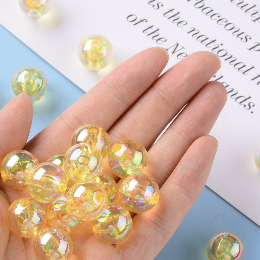 500g Transparent Acrylic Beads AB Color Plated Round Gold 16x15mm Hole: 2.8mm about 220pcs/500g