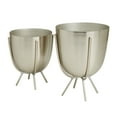 thumbnail image 6 of CosmoLiving by Cosmopolitan 7", 6"H Small Silver Metal Planter with Removable Stand (2 Count), 6 of 8