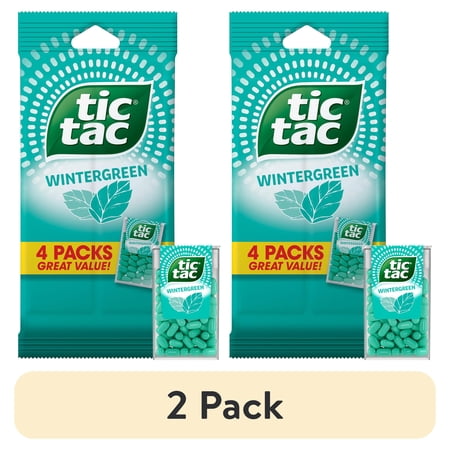(2 pack) Tic Tac Wintergreen, On-the-Go Breath Mints, Pocket-Sized Mints, 4 Count Multipack, 1 oz Each