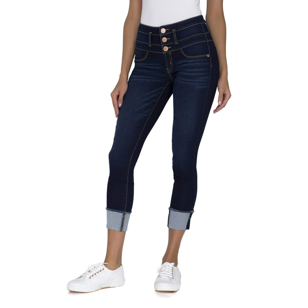 No Boundaries - No Boundaries Juniors' triple stack ankle wide cuff jeans - Walmart.com