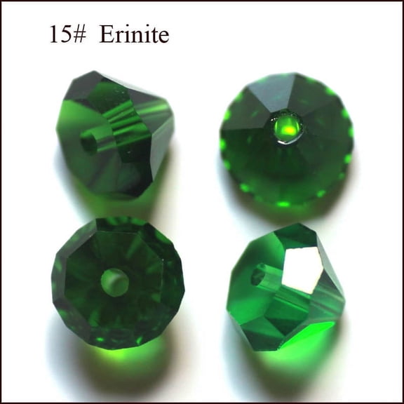 50pcs K9 Glass Imitation Austrian Crystal Beads Grade AAA Faceted Diamond Green 6x4mm Hole: 0.7~0.9mm