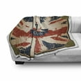 thumbnail image 3 of Union Jack Soft Flannel Fleece Throw Blanket, Vintage Travel Suitcase British Flag London Ribbon and Crown Image, Cozy Plush for Indoor and Outdoor Use, 50" x 60", Dark Blue Red Brown, by Ambesonne, 3 of 6