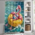 thumbnail image 5 of Funny Art Shower Curtain, 72" x 84", Summer Flaming Birds Swimming Circles Oil Painting Waterproof Bathroom Curtain Washable Shower Curtain Set with 12 Hooks, 5 of 8