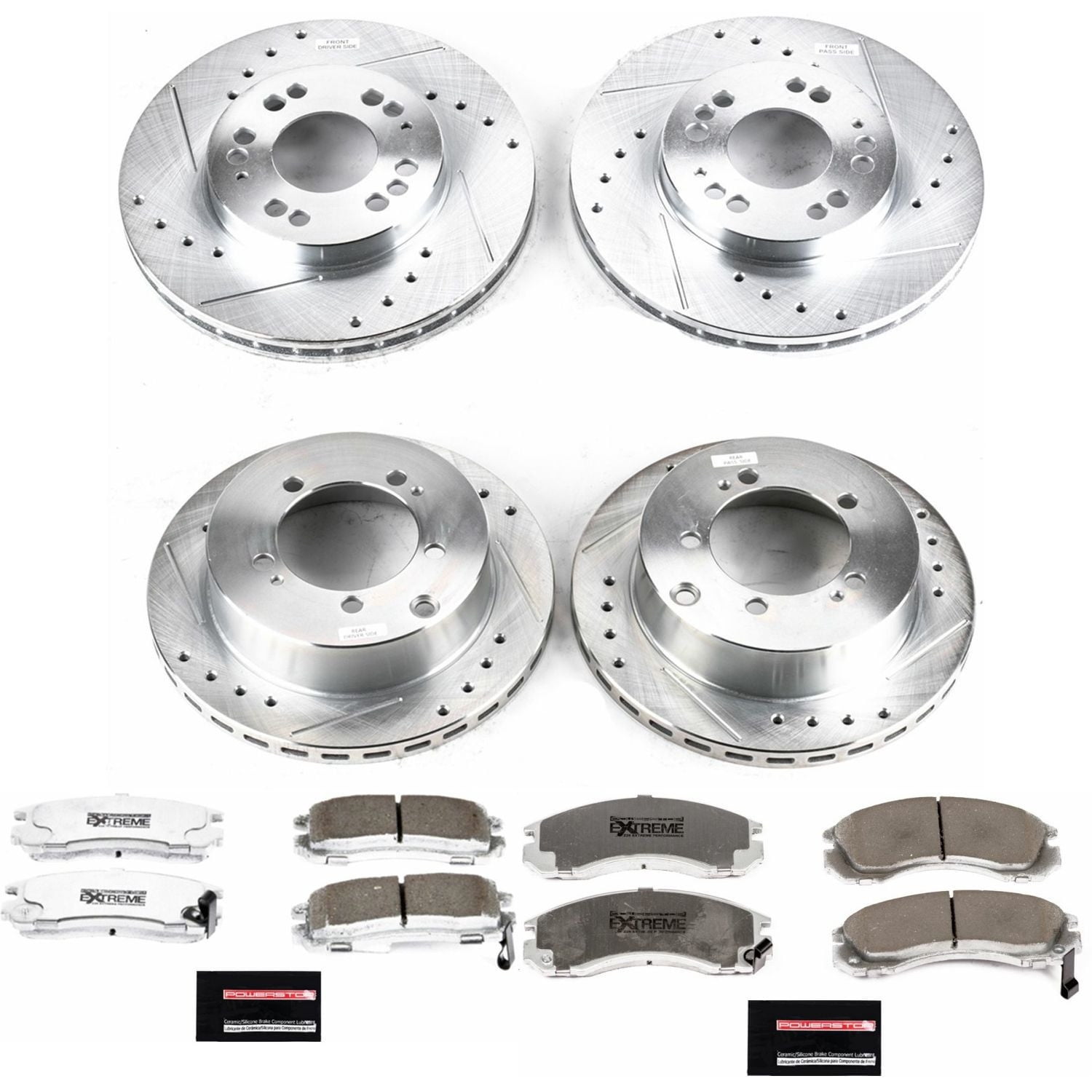 PowerStop Front and Rear Z26 Street Warrior Carbon-Fiber Ceramic Brake Pad and Drilled and Slotted Rotor Kit Fits: DODGE MITSUBISHI Select Models K800-26