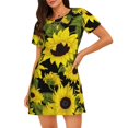 thumbnail image 1 of Easygdp Sunflowers In Vintage Camisón de manga corta para mujer, informal, estampado, 1 of 6