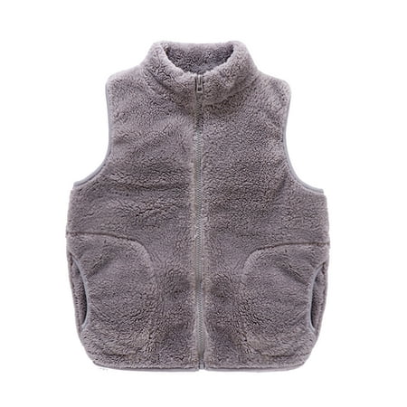 

Odeerbi Toddler Winter Coat Kids Boys Girls Outerwear Jackets Baby Fashion Cute Solid Color Windproof Pocket Zipper Keep Warm Vest Coat Gray