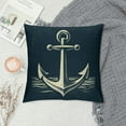 thumbnail image 2 of JRXY  Anchor Pillow Case Navy Blue White Nautical Sailing Decor Anchor Square Cushion Cover Pillowcase Home Decorative Armchair Bedroom Livingroom White, 2 of 5