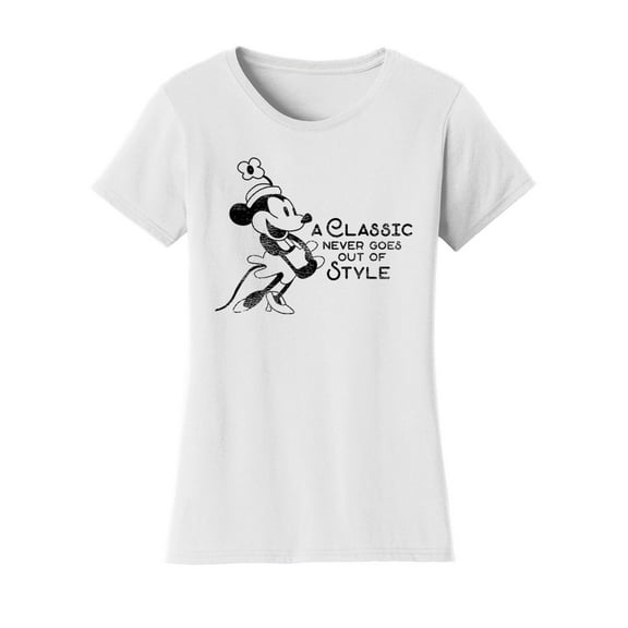 Womens Vintage Steamboat Willie T-Shirt - Classic Style Cartoon Shirt, White 3X-Large