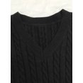 thumbnail image 3 of Hotian Women Cable Knit Sweater Vest V Neck Pullover Black S, 3 of 6