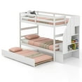 thumbnail image 1 of Gymax Lit Superposé en Bois Simple sur Simple avec Escalier de Rangement à Tiroir-Lit Convertible Blanc, 1 of 10