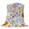 thumbnail image 6 of Sunflower Blanket Soft Cozy Warm Throw Blanket for Couch, Plush Fuzzy Flannel Fleece Blankets for Sofa, Colorful Flowers Summer Botanical Watercolor Bed Blankets Lightweight Gifts for Women, 40"x50", 6 of 9