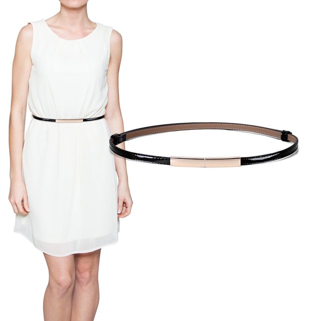Minnieouse Cinturón de cintura ajustado para mujer, vestido con hebilla de Metal, decoración de suéter, cincha ajustable, cinturón de charol, ropa de Cinturones Minnieouse BFH000966-00