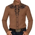 thumbnail image 7 of Retro Western Cowboy Shirts for Men Long Sleeve Button Down Shirt Embroidered Spring Summer Slim Fit Tops Gold XXXL, 7 of 7