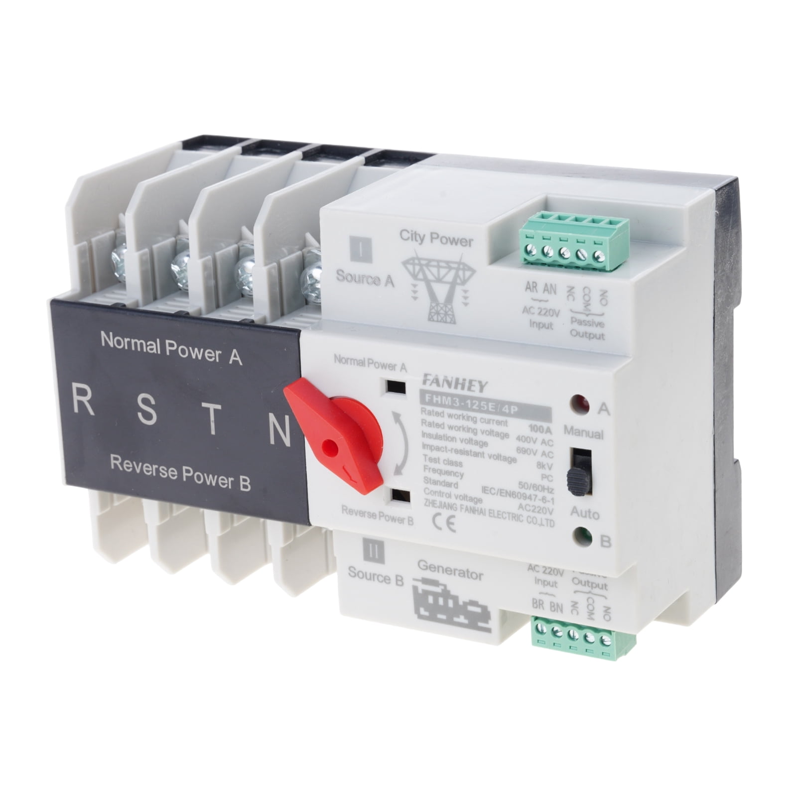 4P Automatic Transfer Electrical Selectors Switches Din Rails Mount Double Power Switches Generator Changeover Switches