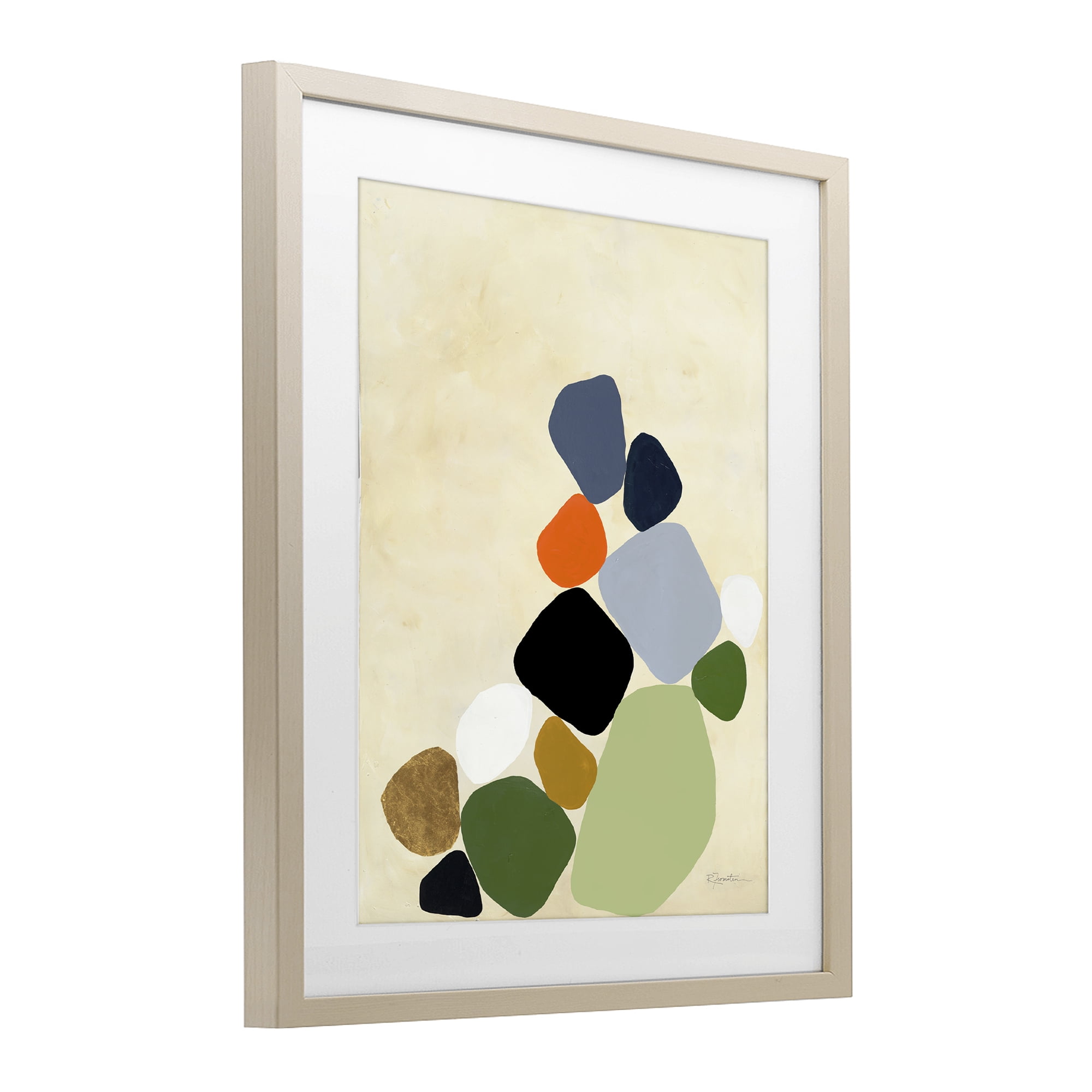 Stupell Industries Cluster of Minimal Pebbles Birch Framed Print Under Glass, design by Ruth Fromstein
