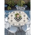 thumbnail image 6 of Gray Beige Boho Round Fitted Tablecloth with Elastic Edge, Waterproof Table Cloth Table Cover for 55"-60" Tables, Ethnic Tribe Southwestern Vintage Tablecloths for Dining Picnic Indoor Outdoor, 6 of 9