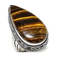 thumbnail image 2 of Natural Tiger Eye Gemstone Handmade 925 Sterling Silver Jewelry Ring Size 9, 2 of 2