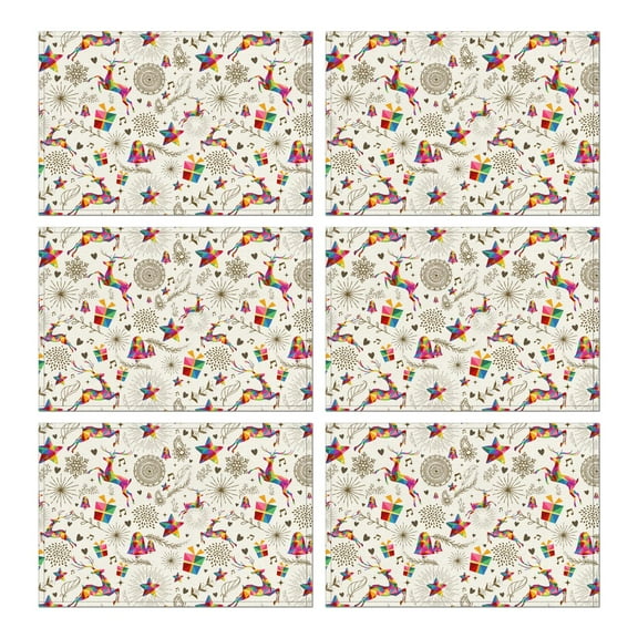 Christmas Dining Placemats Set of 6, 12x17 Inch Plastic Table Mats - Let it Snow Winter Theme for Holiday Party Indoor Outdoor