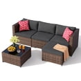 thumbnail image 6 of Lofka 5-Piece Outdoor Patio Furniture Set, Wicker Conversation Set with Coffee Table & Removable Cushions, Weather Resistant for Yard Poolside, Black, 6 of 11