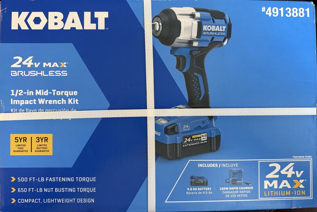 Kobalt Next-Gen 24-Volt Max 1/2-in Drive Brushless Cordless Impact Wrench (4.0Ah Battery & Charger Included)