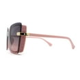 thumbnail image 3 of Womens Glitter Sparkling Shield Rimless Square Butterfly Sunglasses Pink Smoke, 3 of 4