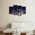 thumbnail image 2 of Elephant Stock Denver Full Moon Night Wall Art - Horizontal Multi Panel Canvas - Living Room Wall Decor - City Multi Panel - Blue And Brown Decor - 36" x 22", 2 of 4