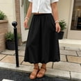 thumbnail image 2 of Zpanxa Girls Summer Clothes Kids Girls Skirt Casual Midi A-Line Plain Side Pocket Elastic High Waist Flowy Hem Skirts Black 5 Years, 2 of 9