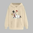 thumbnail image 2 of XIAOCHA Women Hoodies Christmas Snowman Graphic Hoodie Pullover Sweatshirt Funny Snowman With Drink Cardinal Print Long Sleeve Pocketed Top Festive Winter, 2 of 3