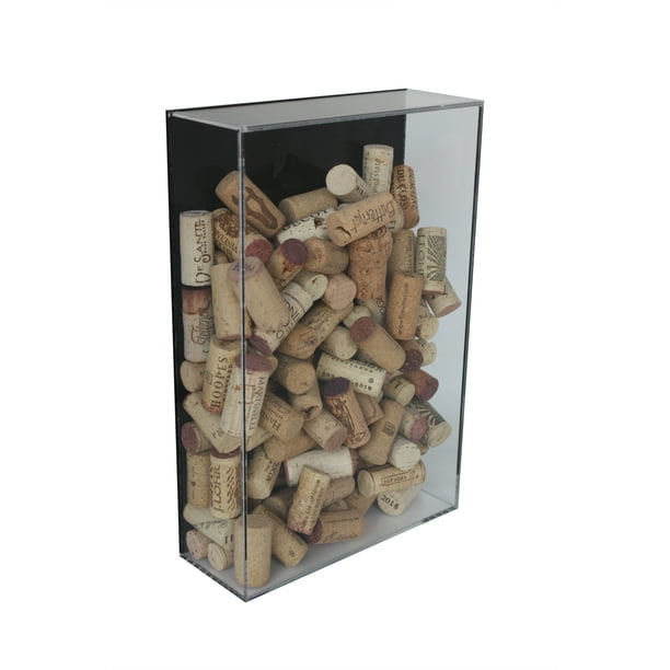 Deluxe Acrylic Wine Cork Display Case with Black Back and Wall Mount