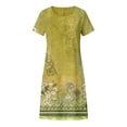 thumbnail image 4 of YMNXA Womens Summer Dress Short Sleeve Round Neck Floral Print Comfortable Stylish Loose Fit Dresses For Everyday Wear And Party,Yellow,M, 4 of 5
