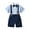 White, variant on Lilgiuy Boys Formal Clothing Formal Short Sleeve Buttom Down Shirt Bib Pants With Bow Tie Decoration Summer Gentleman Outfit