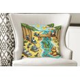 thumbnail image 5 of Ambesonne Funny Animals Throw Pillow Cover Pack of 2, Happy Leisure Day, 2 Pcs-20"x20", Yellow Aqua Green, 5 of 5