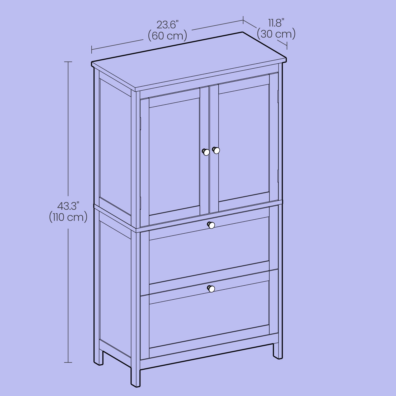 LEDREM Bathroom Floor Storage Cabinet, Freestanding Cabinet with 2 Doors 2 Drawers, for Kitchen Living Room Small Spaces, Dove Gray