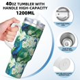 thumbnail image 3 of Uemuo Peacock And Flowers Print 40oz Ice Bully With Handle And Straw Stainless Steel Vacuum Insulated Cup And 2 In 1 Straw Lid Insulated Travel Tumbler, 3 of 8