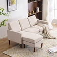 thumbnail image 2 of Resenkos Modern Upholstered Sofa with Reversible Sectional Chaise, Linen L-Shape Couch for Small Space, Beige, 2 of 9