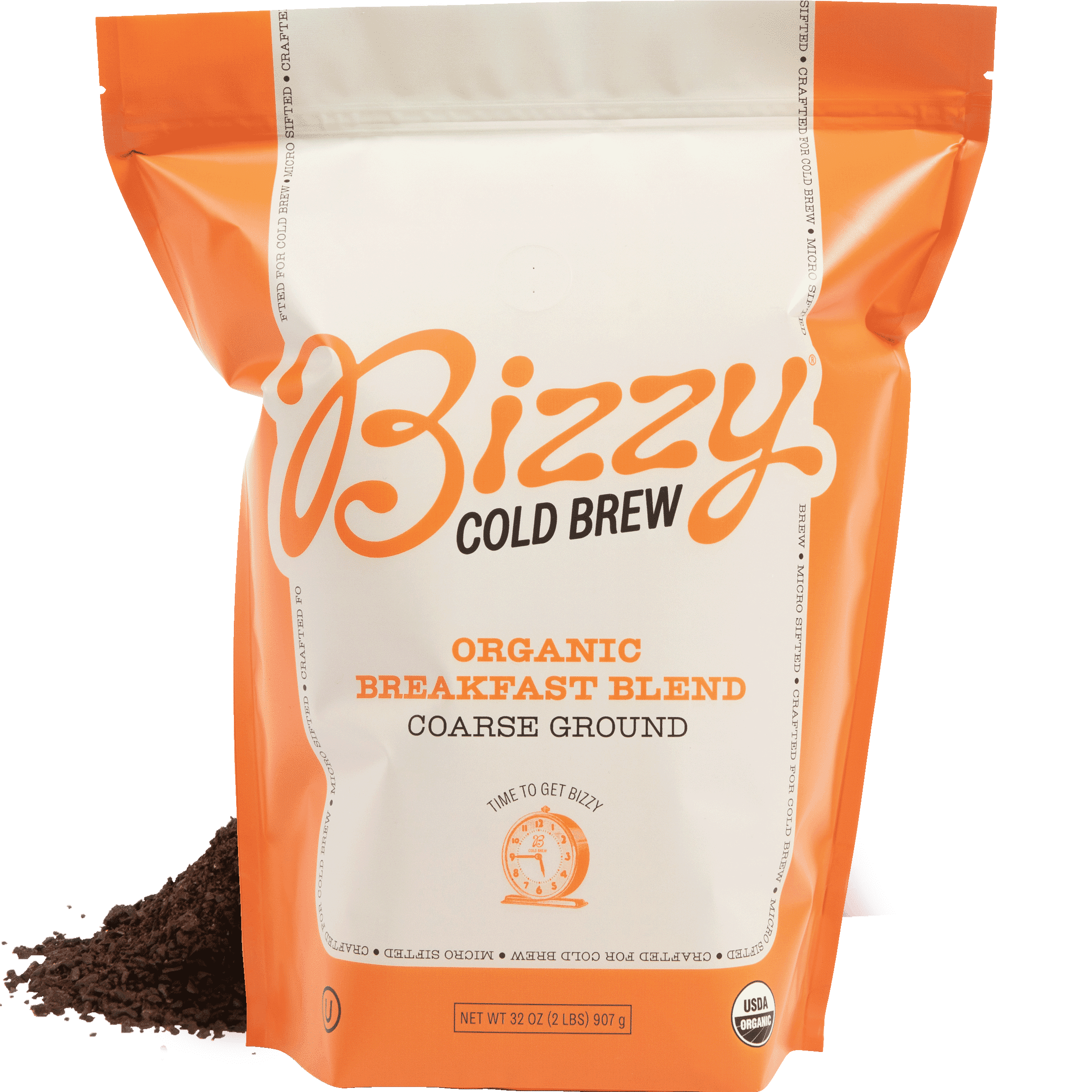 Bizzy Organic Cold Brew Coffee | Breakfast Blend | Coarse Ground Coffee | Medium-Light Roast | Micro Sifted | Specialty Grade | 100% Arabica | 2 LB