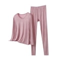 thumbnail image 2 of ylioge M-5X Plus Size 2 Piece Modal-Pajamas for Women Sets Casual Solid Color Long Sleeve Tops and Pants Comfortable Loungewear Homewear Pajama Set, 2 of 5