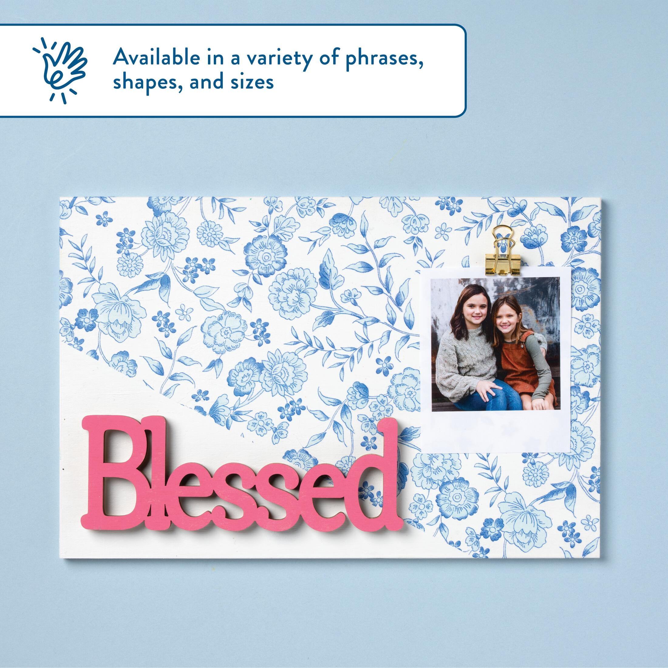 Hello Hobby Unfinished Wood Blessed Word Surface, 7 in