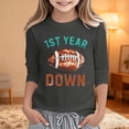 thumbnail image 2 of FYDUU Hauts Doux pour Filles T-Shirt T-Shirt Décontracté pour Enfants Couleur Unie Col Rond Manches 3/4 T-Shirts Imprimé Lettre Mode T-Shirts Classiques, 2 of 5
