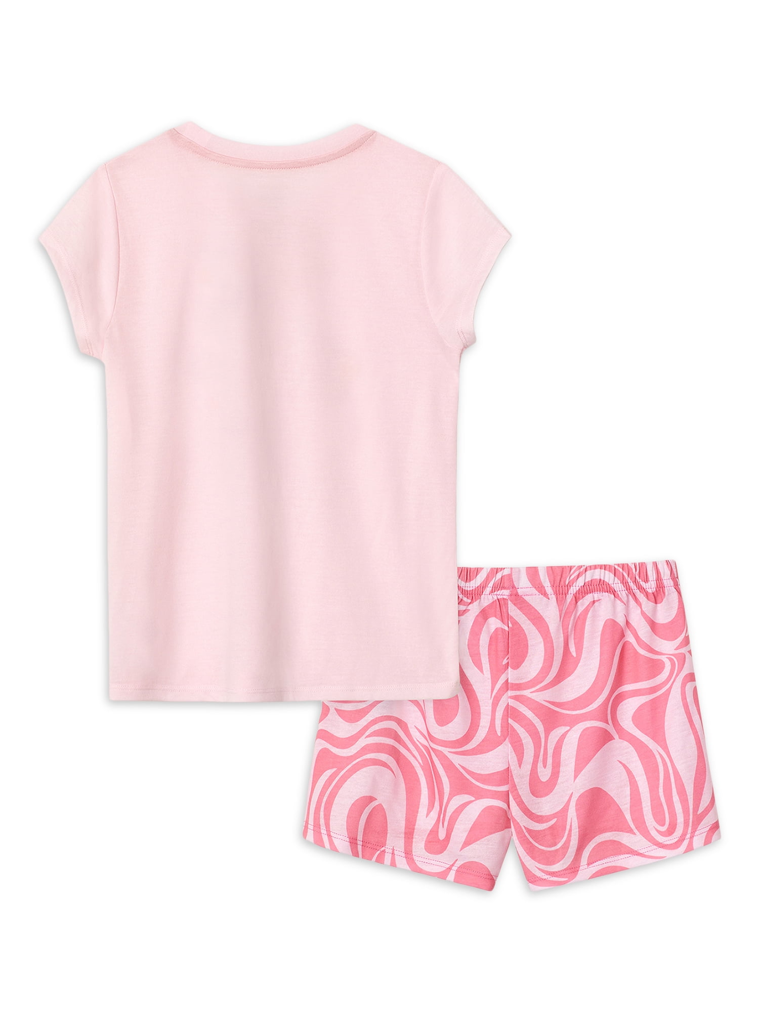 Wonder Nation Girls Short Sleeve Top and Sleep Shorts Pajama Set, 2-Piece, Sizes 4-18 & Plus