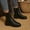 #168-Black, variant on Wowcloth Women's Mid-Heel Ankle Boots – Comfortable Round Toe Lace-Up Casual Slip-On Shoes for Everyday Wear & Outdoor Activities