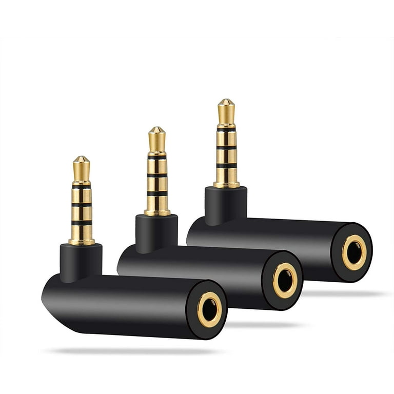 Heldig 3 Pack 3.5mm Audio Adapter Right Angle Headphone Adapter