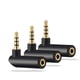 thumbnail image 1 of Paquete de adaptador de audio de 3,5 mm, adaptador de auriculares en ángulo recto, convertidor adaptador auxiliar hembra a macho de 90 grados compatible, 1 of 6