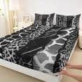 thumbnail image 3 of Homewish Fashion Leopard Print Twin Sheet Sets for Women, Giraffe Cheetah Animal Twin Fitted Sheet, Grey Abstract Ombre Flat Sheet, Super Cozy Room Decor, 3pcs, 3 of 7