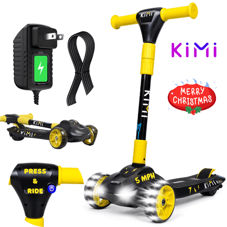 INOKIM - ICON Kids Scooter w/4 miles  Max Operating  Range & 4 mph Max Speed - Yellow